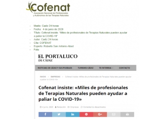 Cofenat insiste: «Miles de profesionales de Terapias Naturales pueden ayudar a paliar la COVID-19»