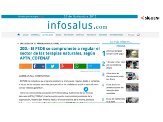 20D.- El PSOE se compromete a regular el sector de las terapias naturales, según APTN_COFENAT
