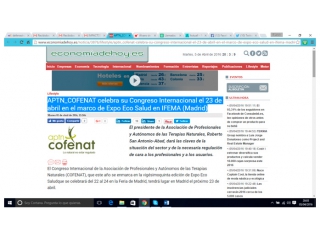 APTN_COFENAT celebra su Congreso Internacional el 23 de abril en el marco de Expo Eco Salud en IFEMA (Madrid).