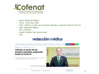 Cofenat: el sector de las terapias naturales, preparado frente al Covid-19