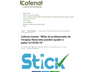  Cofenat insiste: “Miles de profesionales de Terapias Naturales pueden ayudar a paliar la COVID-19”