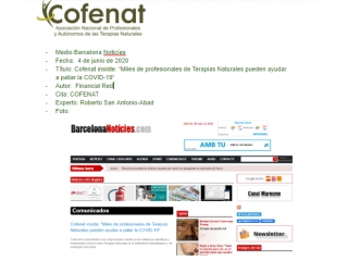Cofenat insiste: “Miles de profesionales de Terapias Naturales pueden ayudar a paliar la COVID-19”
