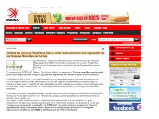 Cofenat se une a la Plataforma Salus Lumen para promover una regulación de las Terapias Naturales en Europa.