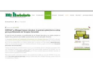  COFENAT y DSLegal lanzan Unisalud, la primera plataforma online para profesionales de Terapias Naturales