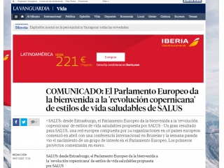 COMUNICADO: El Parlamento Europeo da la bienvenida a la 'revolución copernicana' de estilos de vida saludables de SALUS