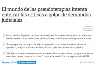 El mundo de las pseudoterapias intenta enterrar las críticas a golpe de demandas judiciales