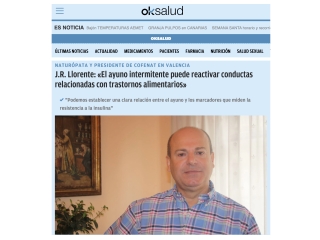J.R. Llorente: «El ayuno intermitente puede reactivar conductas relacionadas con trastornos alimentarios»