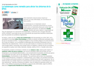 La haloterapia como remedio para aliviar los síntomas de la EPOC.