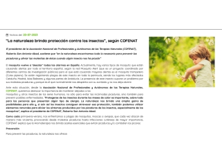 “La naturaleza brinda protección contra los insectos”, según COFENAT