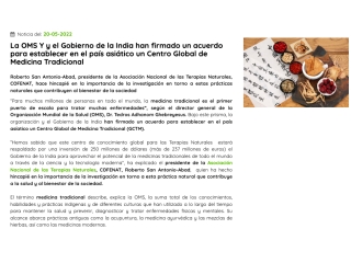 La OMS Y y el Gobierno de la India han firmado un acuerdo para establecer en el país asiático un Centro Global de Medicina Tradicional