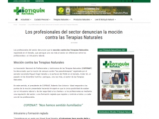  Los profesionales del sector denuncian la moción contra las Terapias Naturales